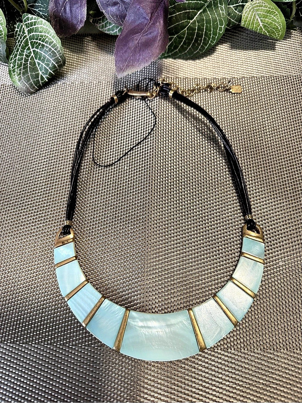 Banana Republic Blue & Gold Statement Necklace Robert Lee Morris